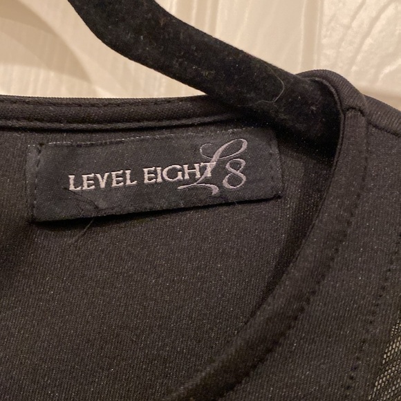 Long-sleeve, Black Mini Dress, with Sheer Sleeves from Level 8, size M - Picture 2 of 8